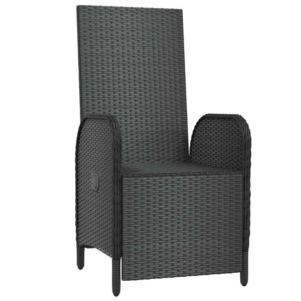 Sedie Reclinabili da Esterno con Cuscini 2 pz Polyrattan Nere 319892