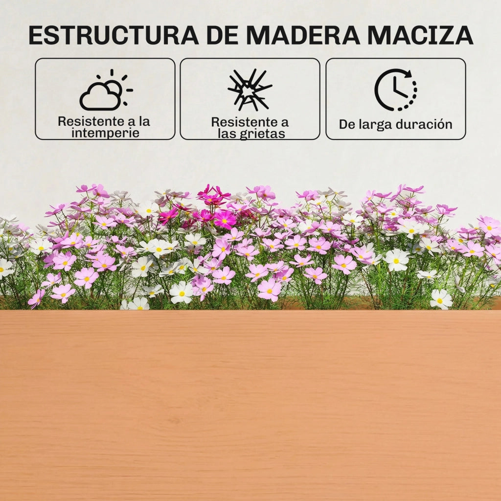 Orto Urbano Rialzato ¨C Xylo ¨C Legno Marrone 184x59x76.5cm 6 Fori Drenaggio