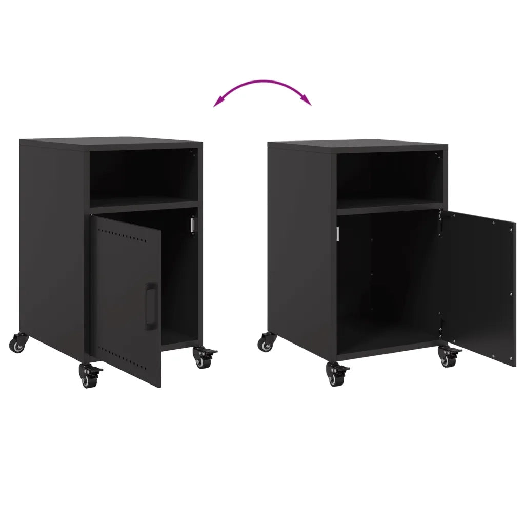 Set di 2 Comodini | Armadio da Notte | Mobiletto da notte Neri 36x39x59 cm in Acciaio
