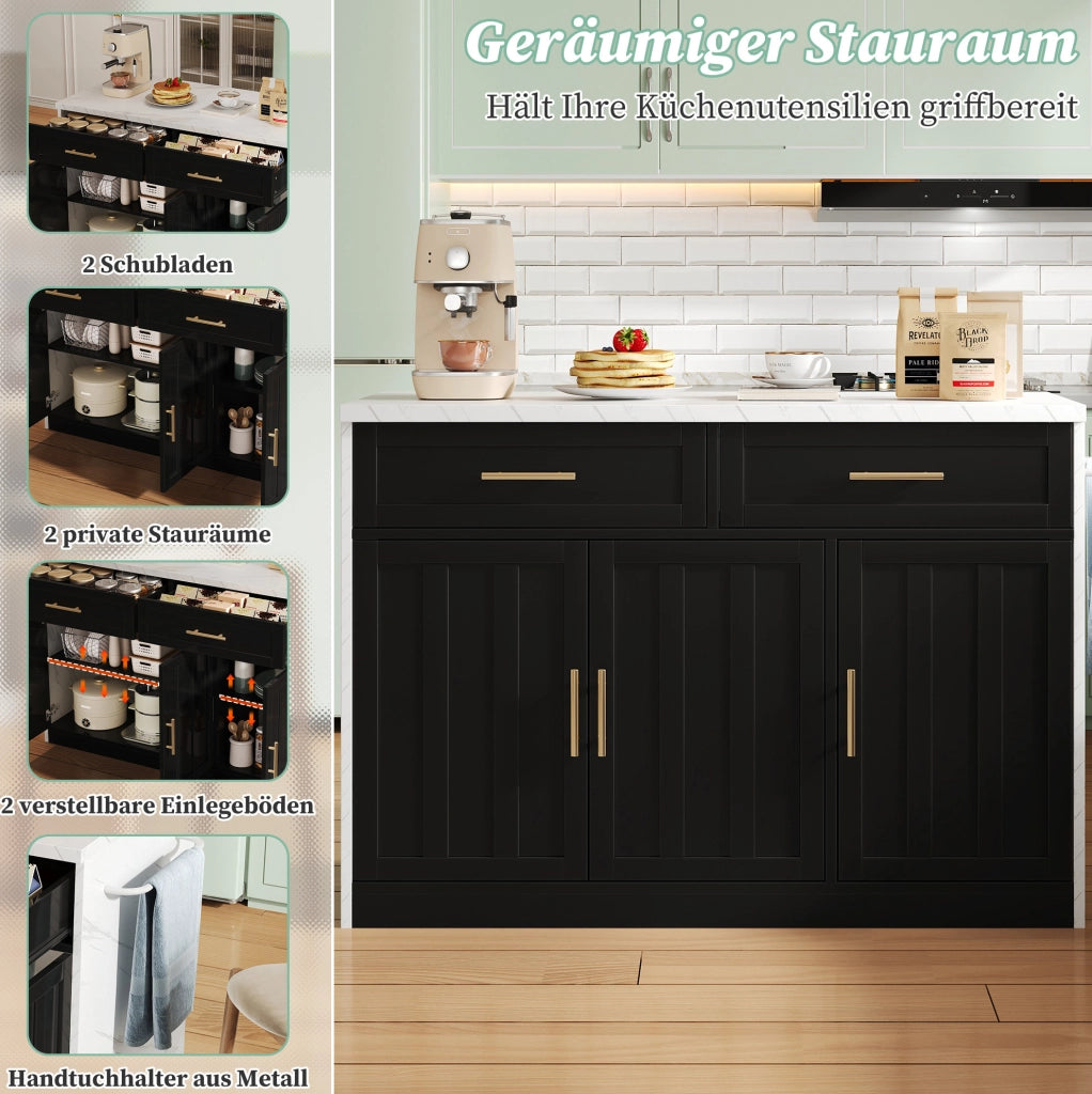 Isola da cucina 120x60x91 cm con prese USB e bancone