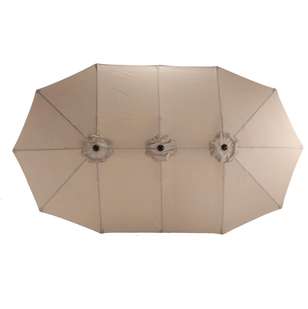 Ombrellone da esterno rettangolare doppio lato 14;8 ft con manovella; khaki; senza base