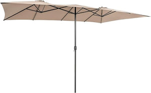 Ombrellone da Giardino Doppia Faccia 426 cm con Manovella, Tetti Ventilati, Grande Ombrellone da Esterno con Palo Metallica e 10 Stecche, per Patio Piscina Giardino (Caffè)