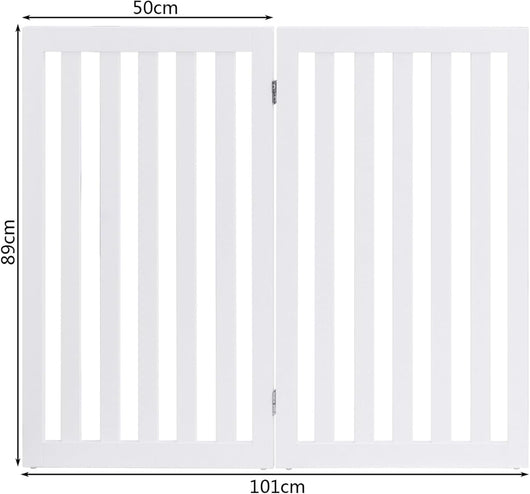 Cancelletto per Cani Pieghevole in Legno con 2 Ante, Ideale per Scale, Soggiorno e Cucina, 89 x 101 cm, Bianco