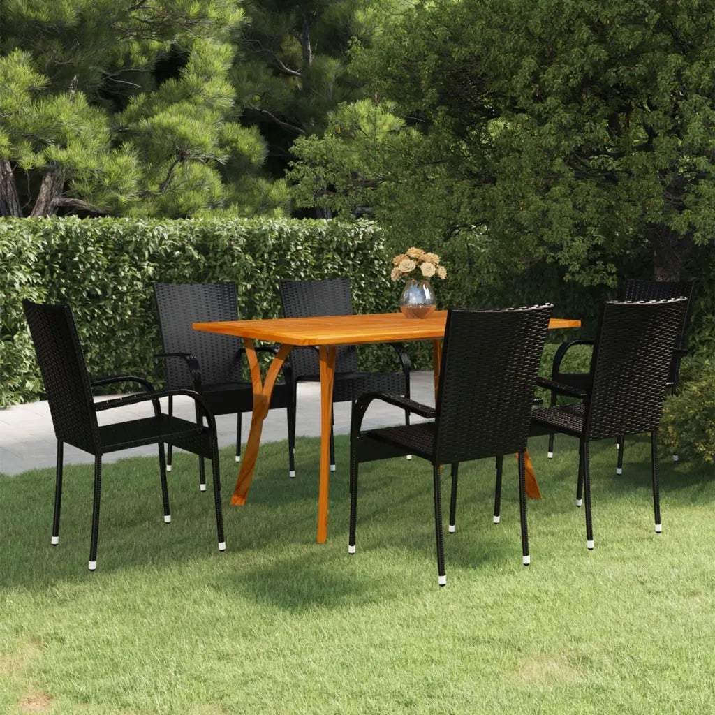 Set Mobili da Pranzo per Giardino 7 pz Nero 3072131