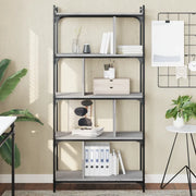 Libreria Grigio Sonoma 5 Ripiani 76x32x158 cm Legno Multistrato 833943