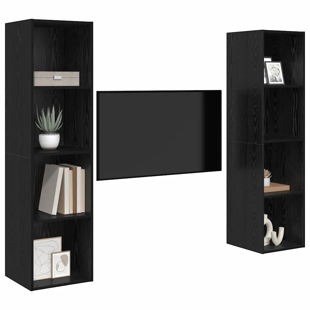Set mobile TV 2 pz Nero Legno ingegnerizzato 3393538