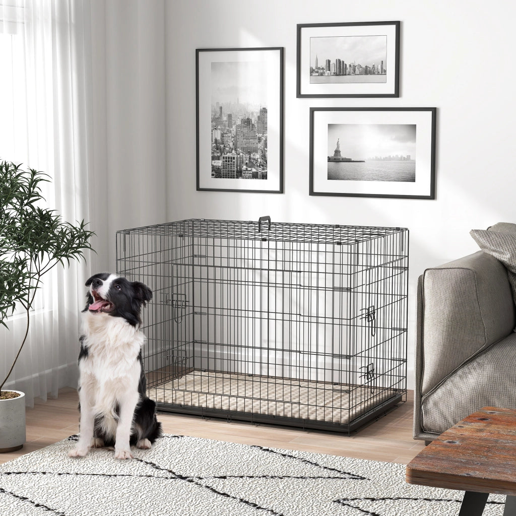 Casetta da trasporto per cani pieghevole con cuscino ¨C zephmum ¨C nero 105x70x75 cm