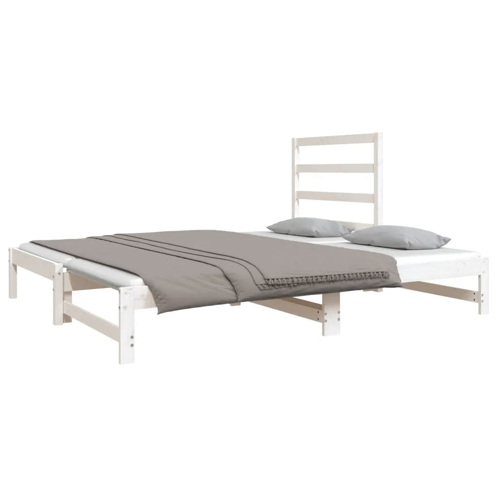 Letto da camera | Dormeuse Estraibile Bianca 2x(90x190) cm Legno Massello di Pino
