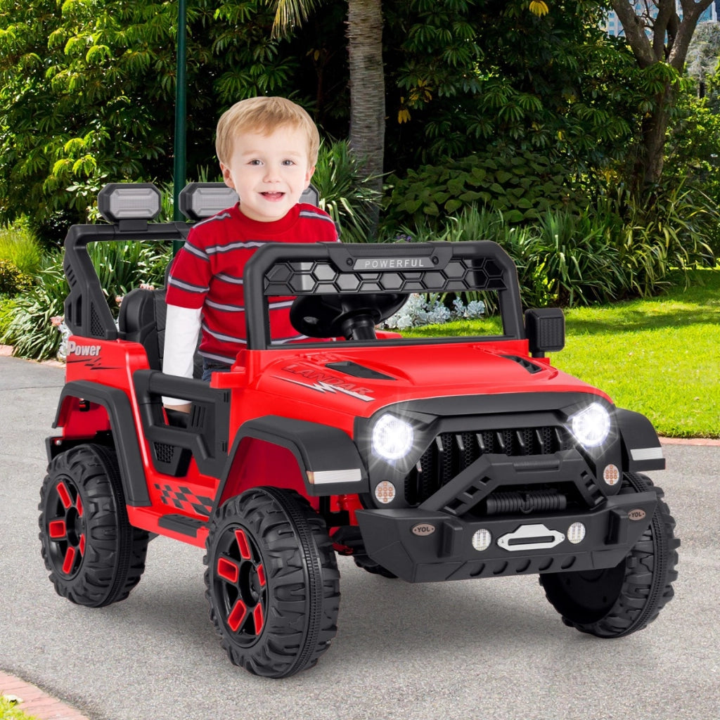 Auto elettrica 12V per bambini con telecomando connessione wireless porta USB, Macchina giocattolo Rosso-Macchinine giocattoli