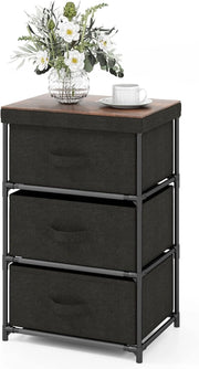 Cassettiera in Tessuto, Mobile con 3 Cassetti e Struttura Robusta in Metallo, Armadio per Camera da Letto, Soggiorno, Ingresso, 40 x 30 x 62 cm (Nero)