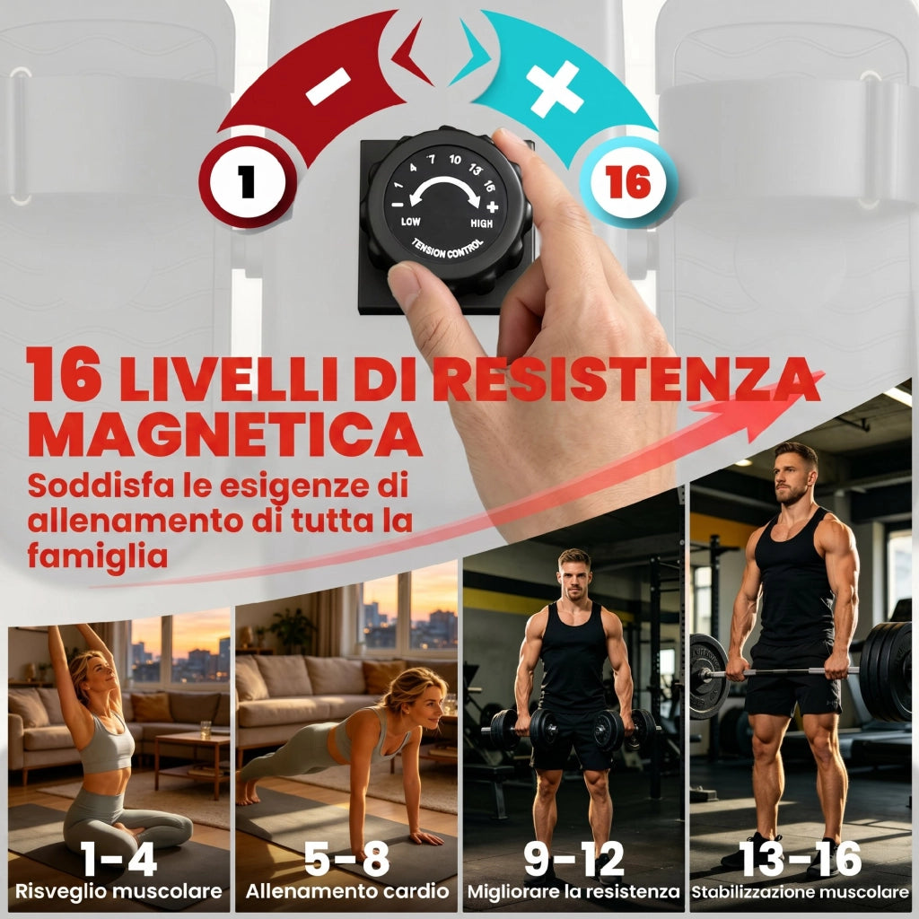 Vogatore Domestico 135x42x72 cm 16 Livelli Resistenza Bluetooth APP in Metallo e ABS Nero