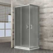 Box doccia 80x80 angolare doppio scorrevole con vetro temperato opaco e profili cromo Geo