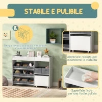 Mobile Portagiochi per Bambini con 11 Cestini in Tessuto, Armadietto e Ripiani, 105x30x80 cm, Bianco