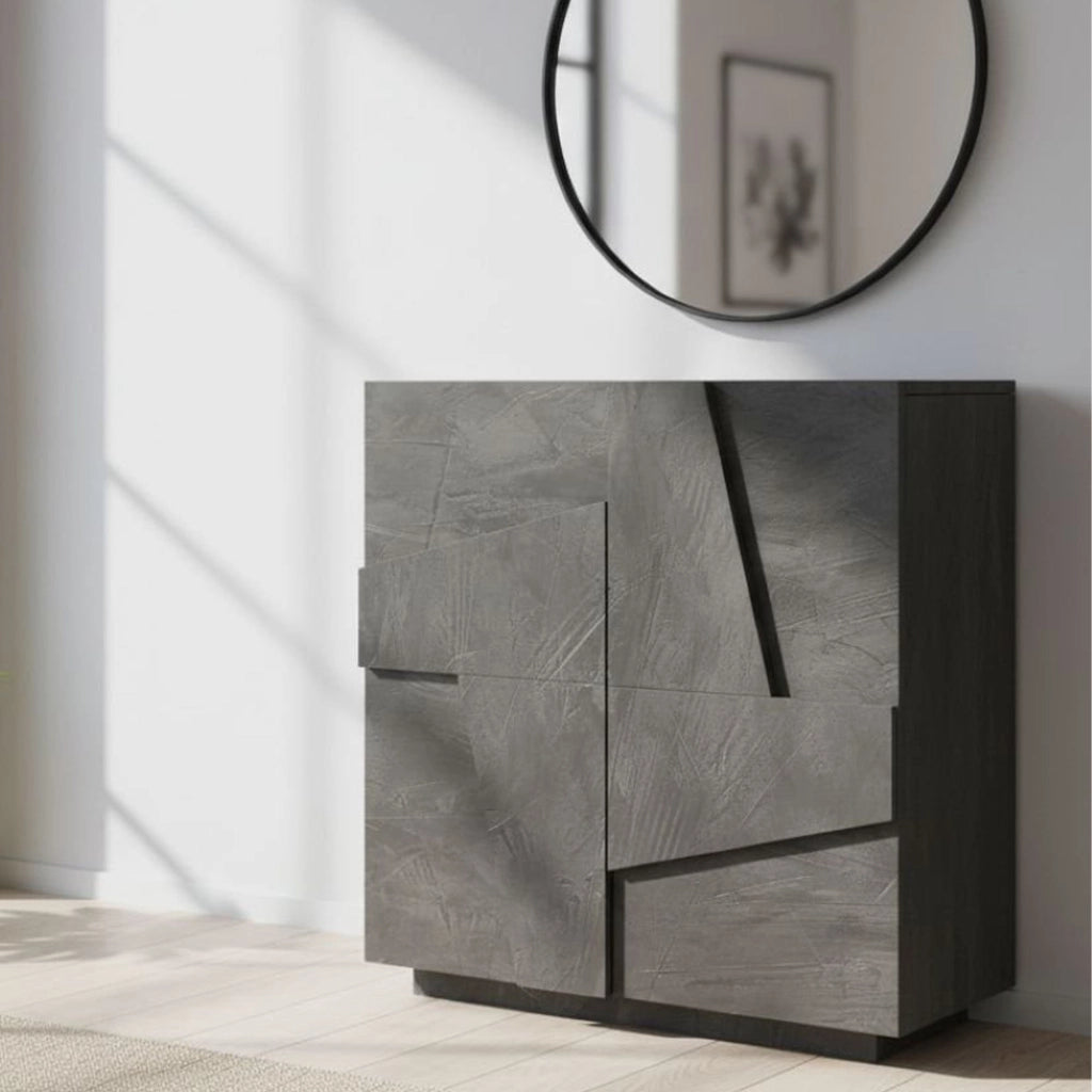 Scarpiera Apetta, Made in Italy, a 2 ante, Portascarpe da ingresso, Mobile multiuso, cm 81x38h86, Grigio Cenere con dettaglio