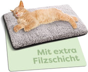 Duvetta Autoaccogliente per Cani e Gatti Grigia 60x45cm - Duvetta Soffice e Affettuosa per Gatti - Assorbente dei Suoni - Coperta Lavabile - con Fondello Antiscivolo