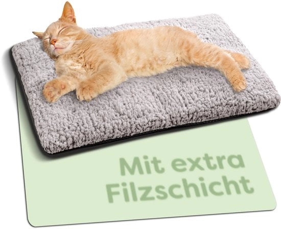 Duvetta Autoaccogliente per Cani e Gatti Grigia 60x45cm - Duvetta Soffice e Affettuosa per Gatti - Assorbente dei Suoni - Coperta Lavabile - con Fondello Antiscivolo