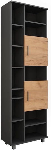Mobile alto Ilias, Antracite/quercia dorata, 60.2 x 190 cm, con ripiani regolabili per una conservazione ordinata