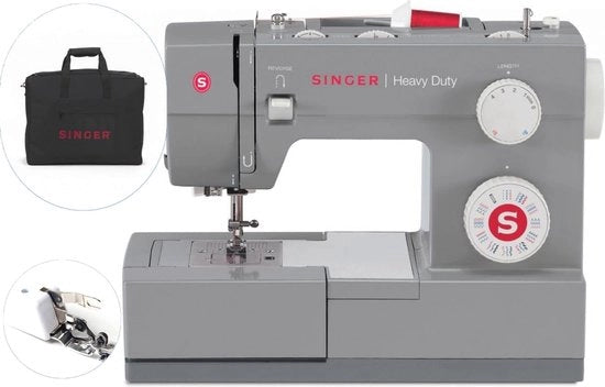 Macchina da cucire pesante con funzione di macchina per tessuti e piede di overlock