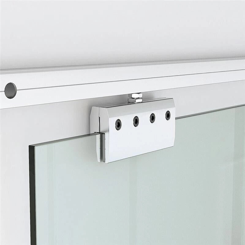 PORTA SCORREVOLE IN VETRO SATINATO CON STRISCE TRASPARENTI A BINARIO 90X205CM