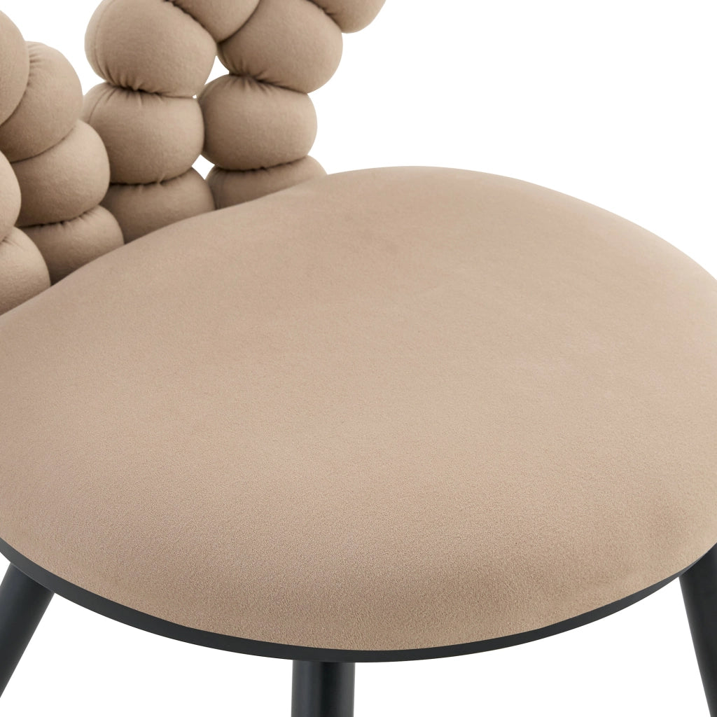 Sedie da Pranzo Set 2 Pezzi ¨C MINIMAL ¨C Velluto Cammello, Schienale, Gambe in Metallo Nero