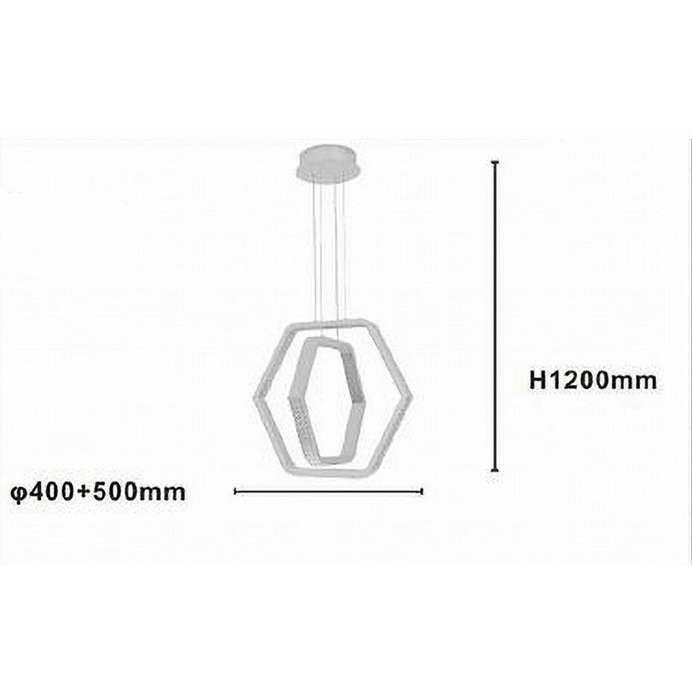 Trade Shop - Lampadario A Sospensione Led 48w Esagonale Effetto Cristallo Moderno Bianco 31838 -
