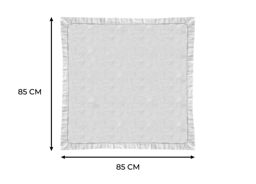 Tovaglia Cucina Soggiorno In Cotone Con Orlo A Giorno In Tinta Unita Ajour - 85x85cm - Bianco