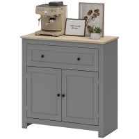 Credenza Cucina con Cassetto e Armadietto con Ripiano Regolabile, in Legno, 78.5x35x80 cm, Multicolore