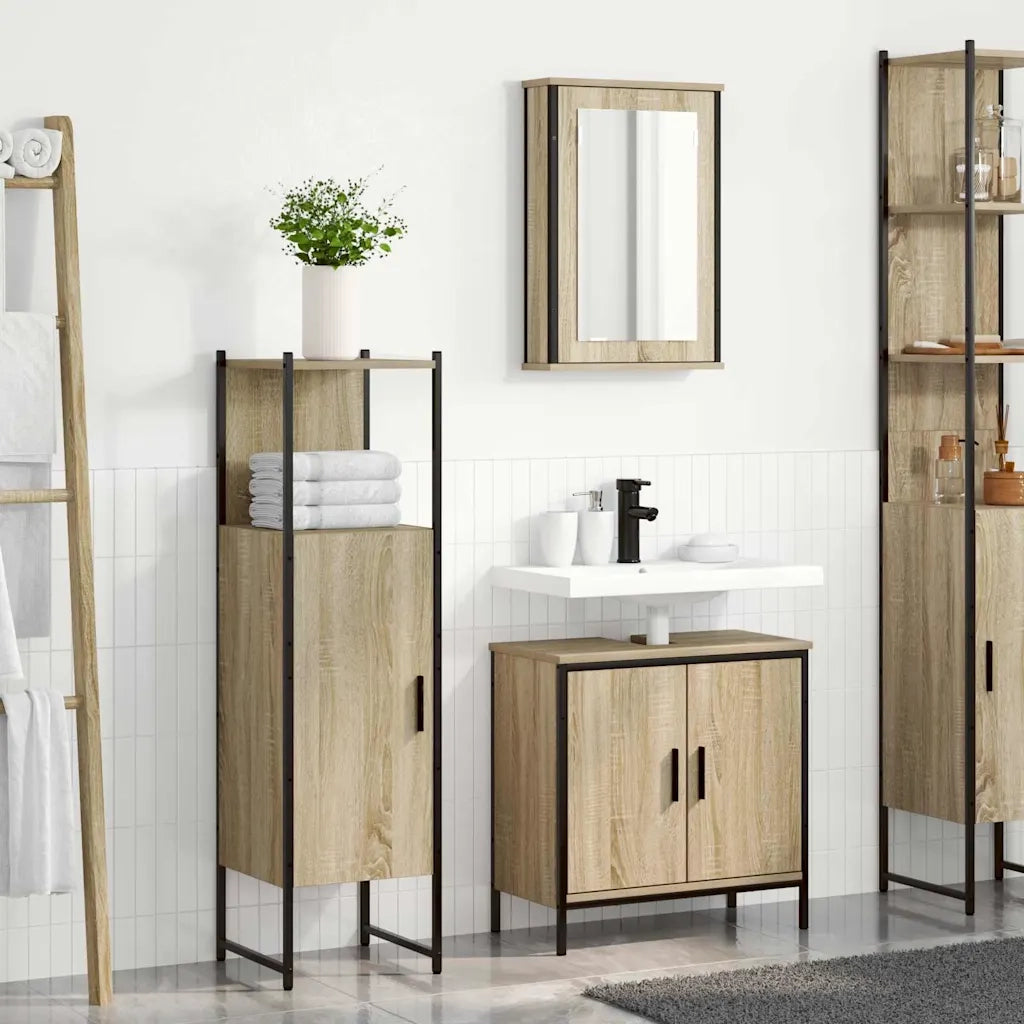 Set di mobili per il bagno 3 pcs Marrone Legno multistrato 3345149