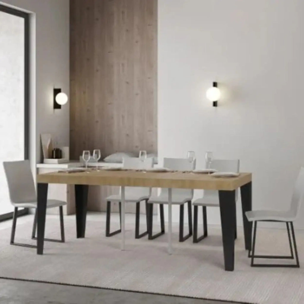 Consolle allungabile 90x40/196 cm Flame Small Premium quercia natura gambe antracite