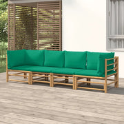 Set Salotto da Giardino 4pz con Cuscini Verdi Bambù 3155152