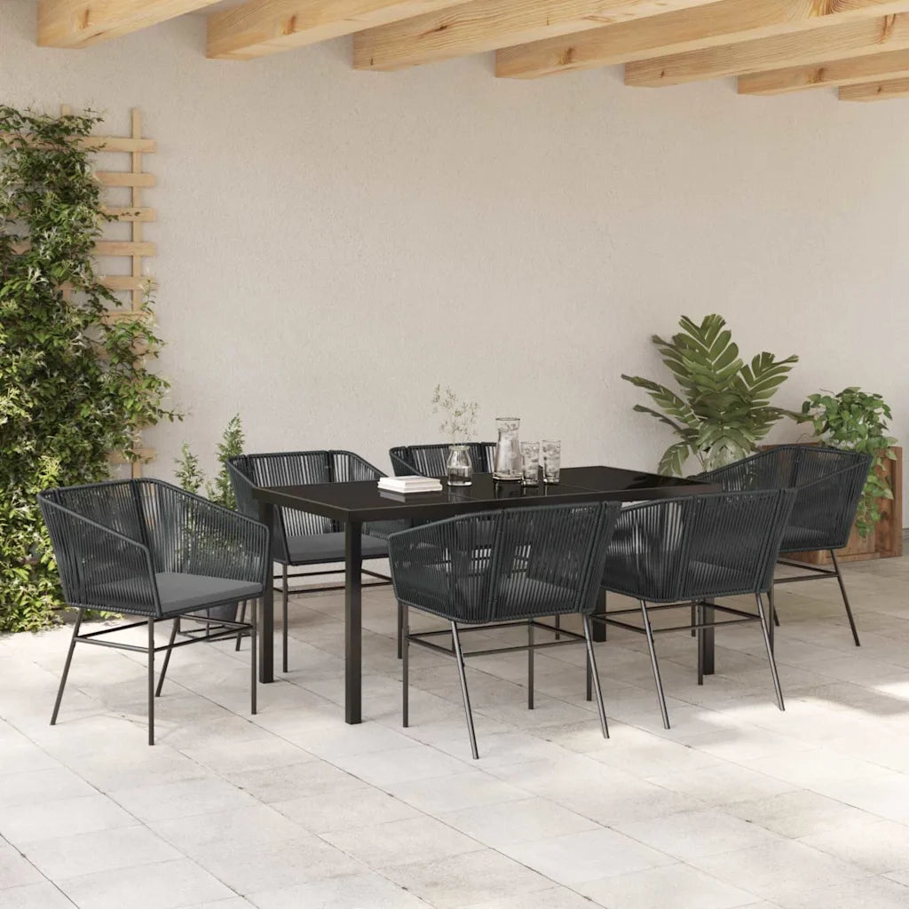 Set da Pranzo per Giardino con cuscino 7 pcs Nero 3380922