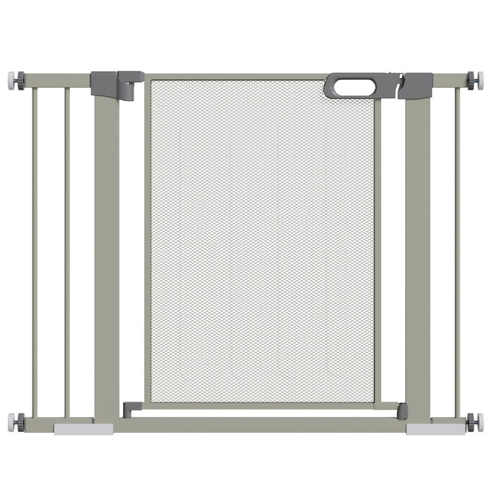Cancelletto di Sicurezza per Cani Estensibile con Chiusura Automatica 75-103x76 cm Grigio