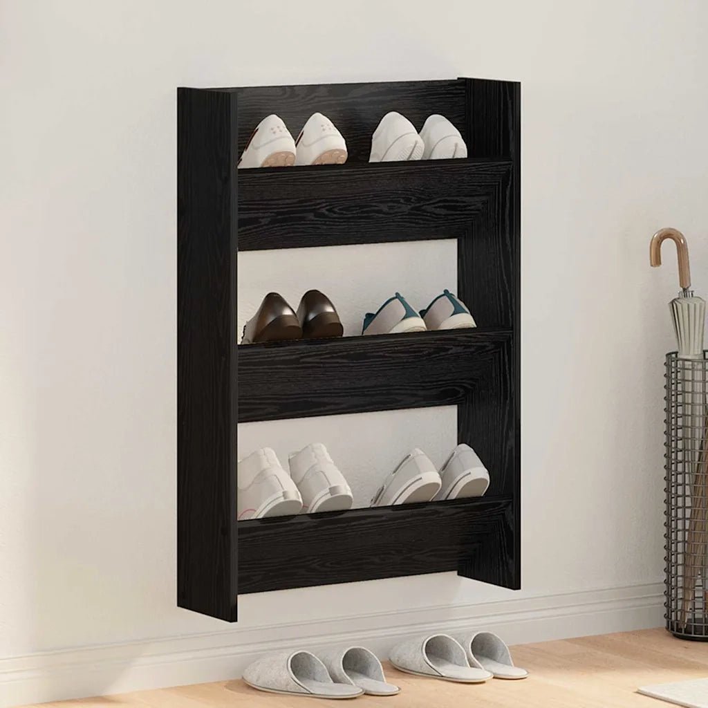 Mobile per scarpe Rovere Nero 60 x 18 x 90 cm Legno multistrato 875150