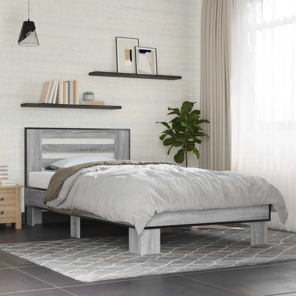 Struttura letto con testata Sonoma grigio 80 x 200 cm