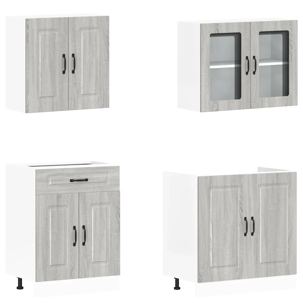 Set Mobili da Cucina 4 pz Kalmar Grigio Sonoma in Truciolato 3314857