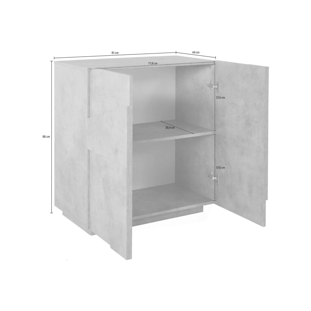 Credenza moderna a 2 Arli, Made in Italy, Madia da cucina, Buffet di design da soggiorno, cm 81x44h86, Grigio Ardesia