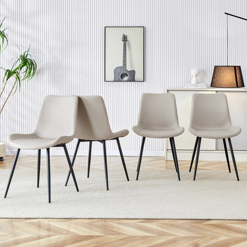 4 sedie da pranzo in similpelle con schienale ergonomico e piedi antiscivolo metallo nero grigio 75,5 × 58 × 51 cm