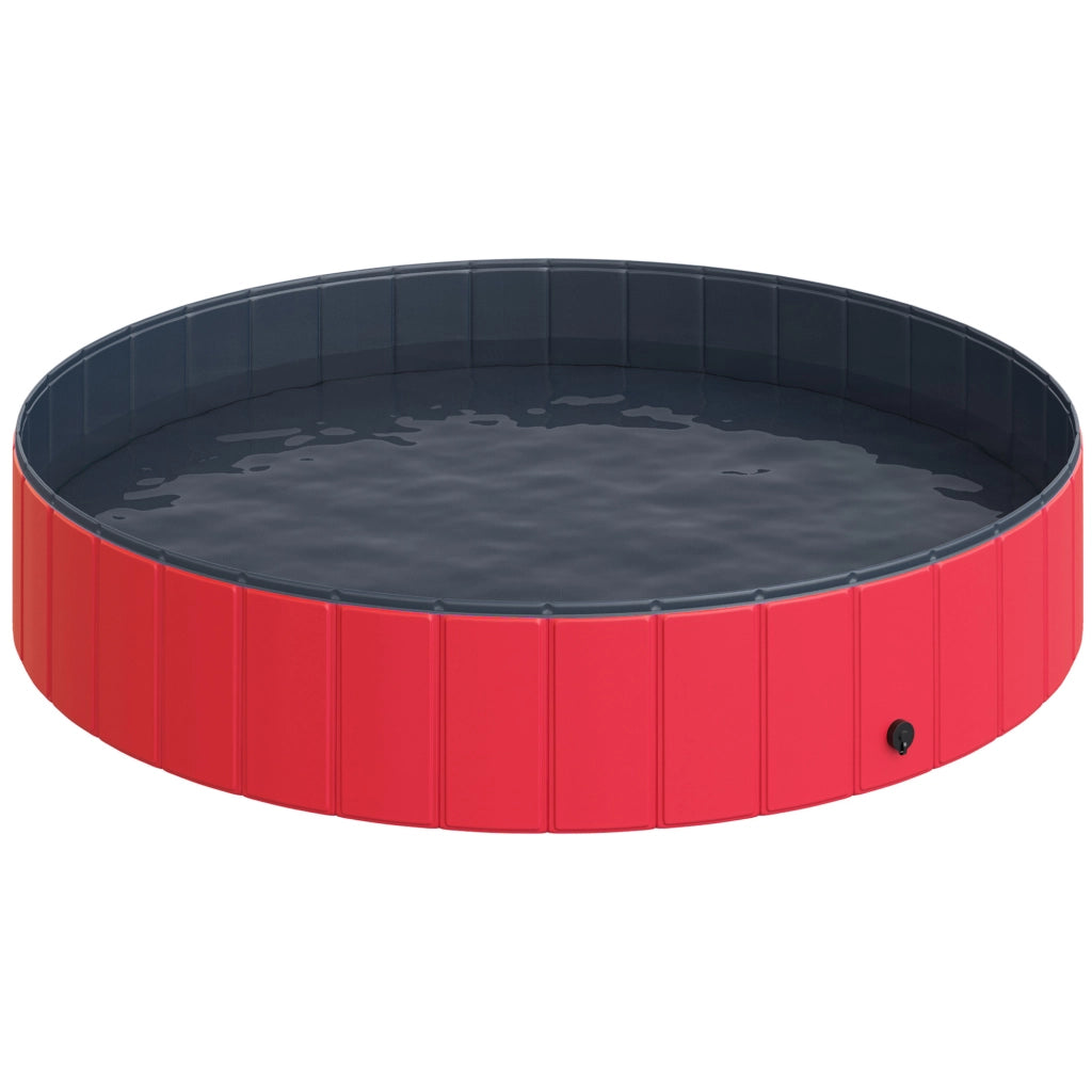 Piscina Pieghevole per Cani e Gatti ¨C zephmum ¨C PVC Antiscivolo ?160x30 cm Rosso