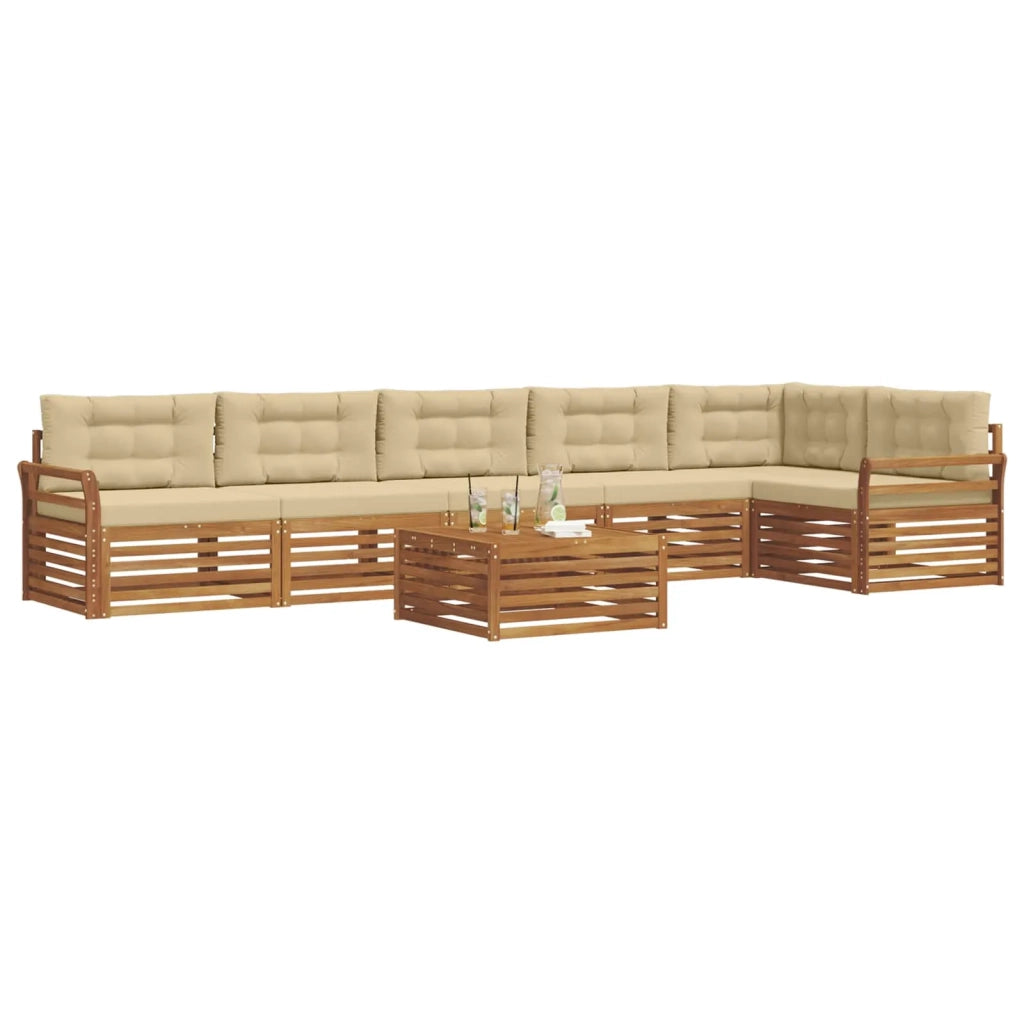 Set di divani da esterno con cuscino 7 pcs Naturale e Beige