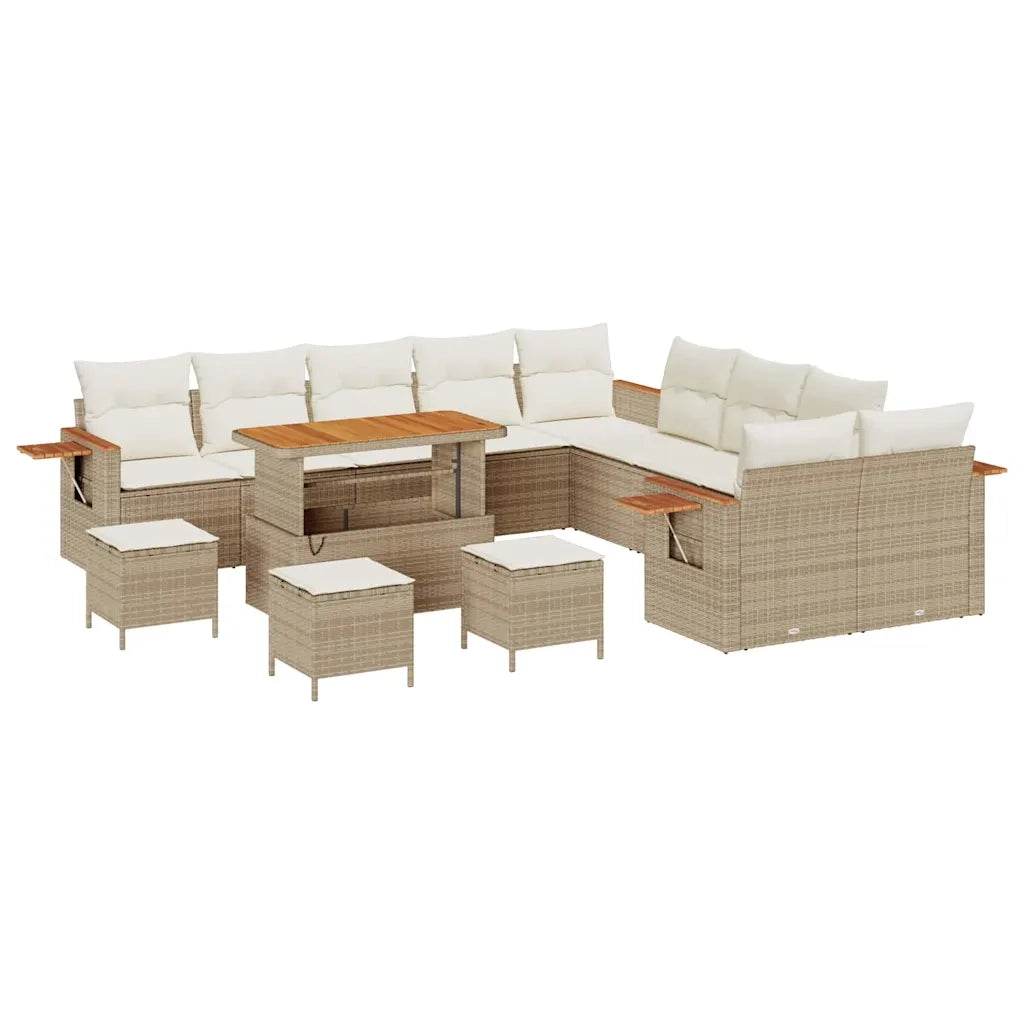 Set Divano da Giardino 18 pcs Beige e Crema polyrattan 3365191