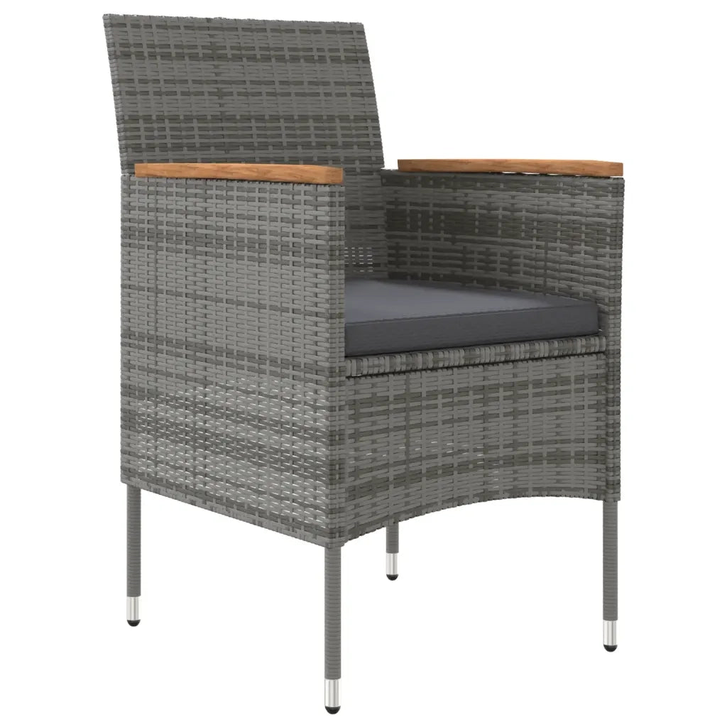 Set da Pranzo da Giardino 7 pz con Cuscini Grigio e Nero cod mxl 39127