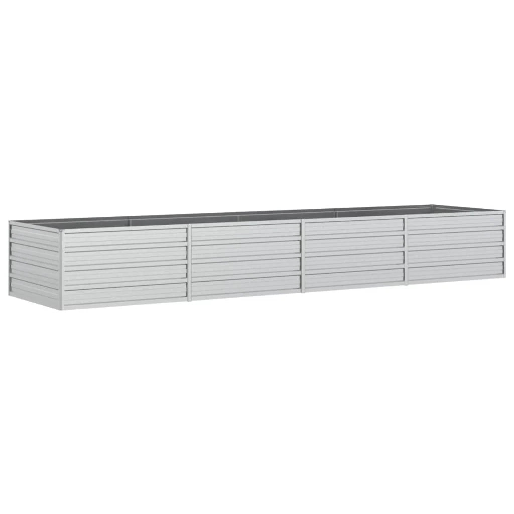 Fioriera rialzata per piante fiori patio giardino 320 x 80 x 45 cm acciaio zincato argento 02_0039433