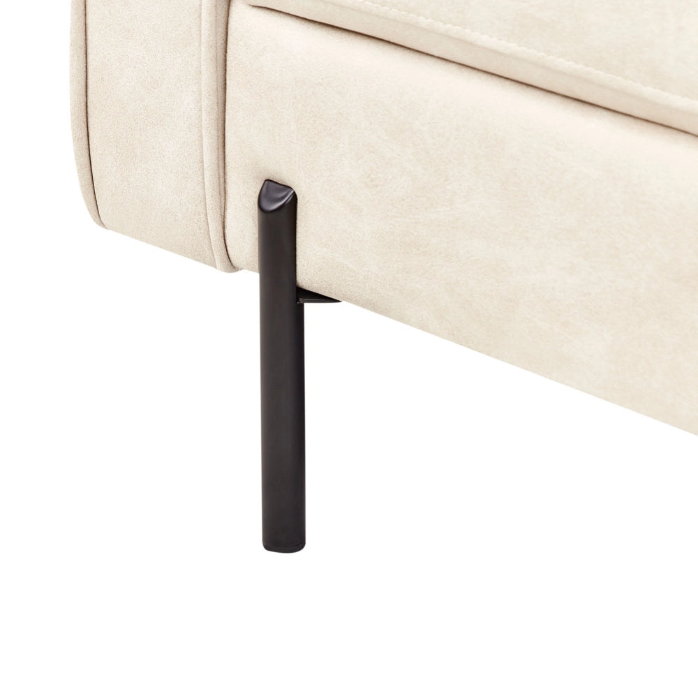 Chaise longue in ecopelle con inserti beige chiaro lato sinistro stile moderno tradizionale