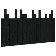 Testiera | Testata da Parete Nera 146,5x3x80 cm in Legno Massello di Pino