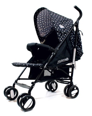 Passeggino Leggero per Bambini Pieghevole con Borsa Nemo Nero con Cuori