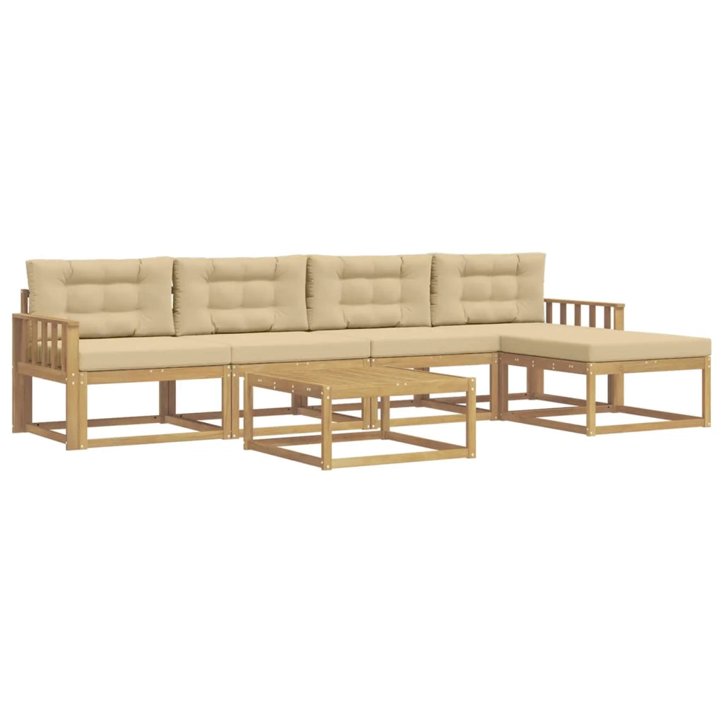 Set di divani da esterno 6 pz Bianco e Beige Poliestere 3386337
