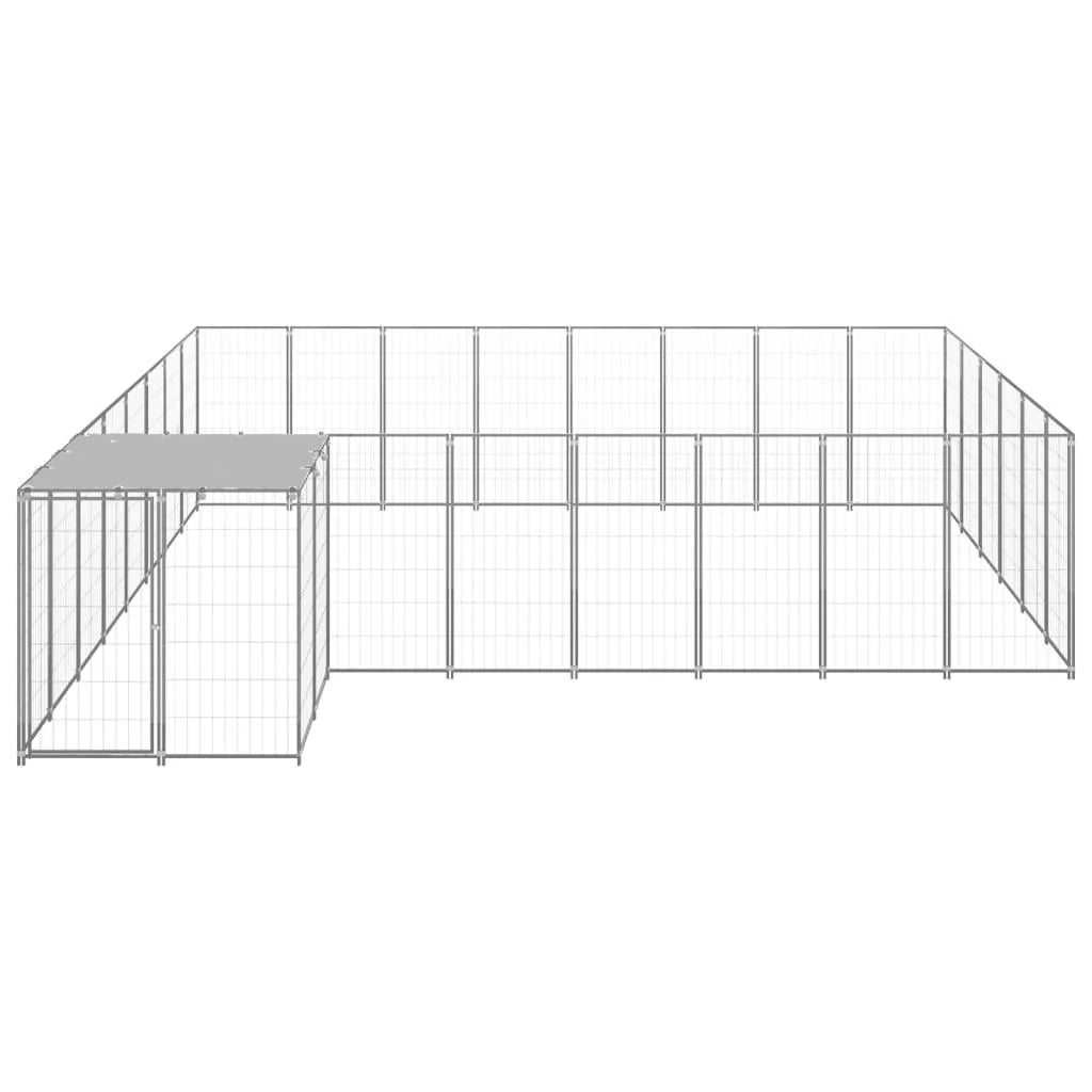 Gabbia per cani da esterno recinto per animali parco argento cane 15,73 m² acciaio 02_0000242