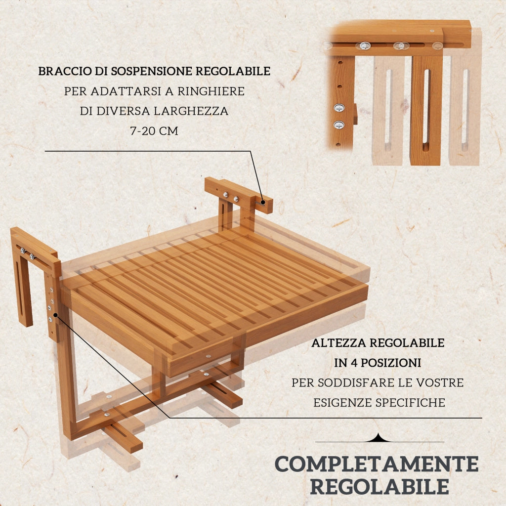 Tavolino da Caff¨¨ Pieghevole Regolabile in Legno ¨C zephmum ¨C Teak 50x50x50