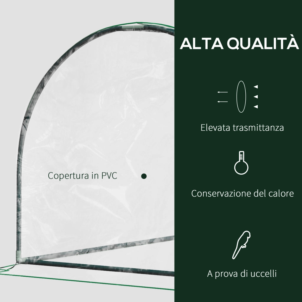 Serra da giardino a Tunnel in Acciaio e con Copertura in PVC, 200x100x80 cm, Trasparente e Verde