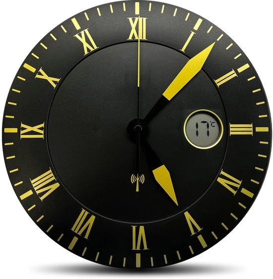 Orologio da Parete in Stile Romano, Visualizzazione della Temperatura, Display LCD Antico e Moderno, Grandi Numeri, Ideale per Camera da Letto, Salotto, Corridoio, Cucina, Ufficio.